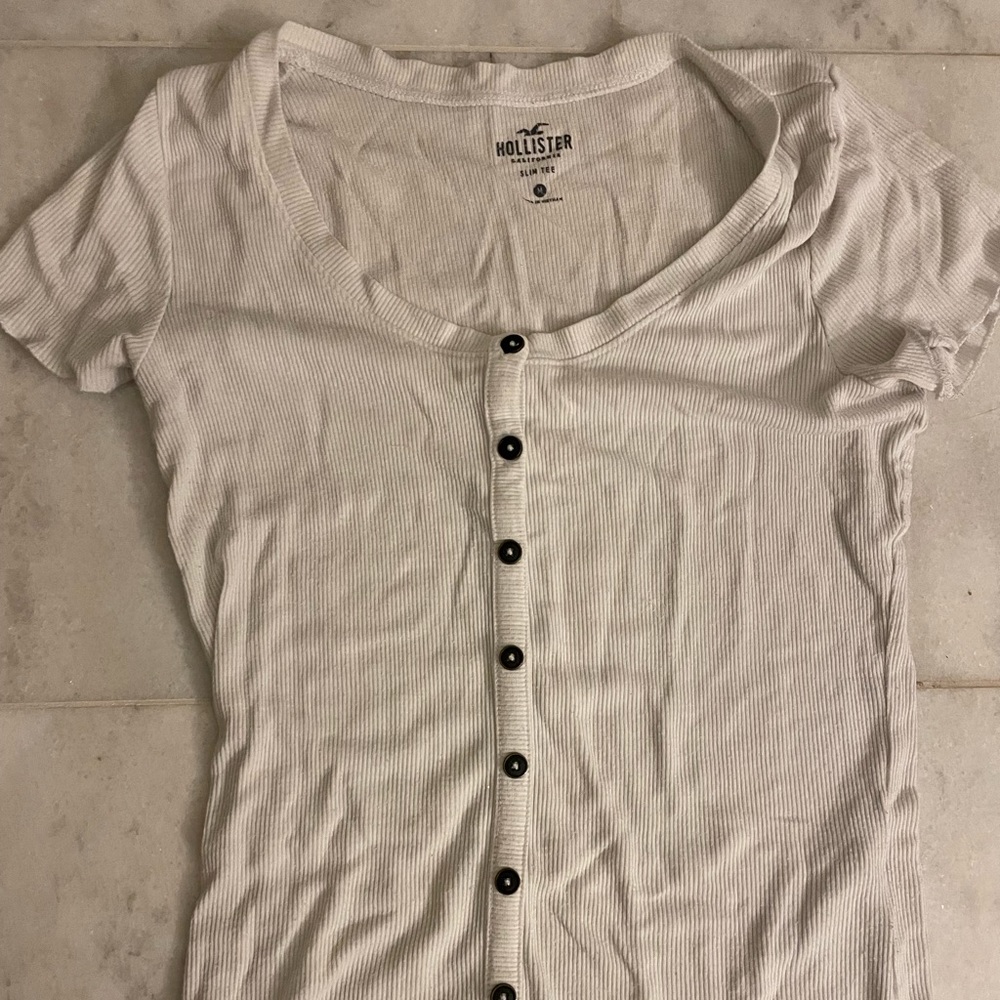 Hollister White Henley Tee